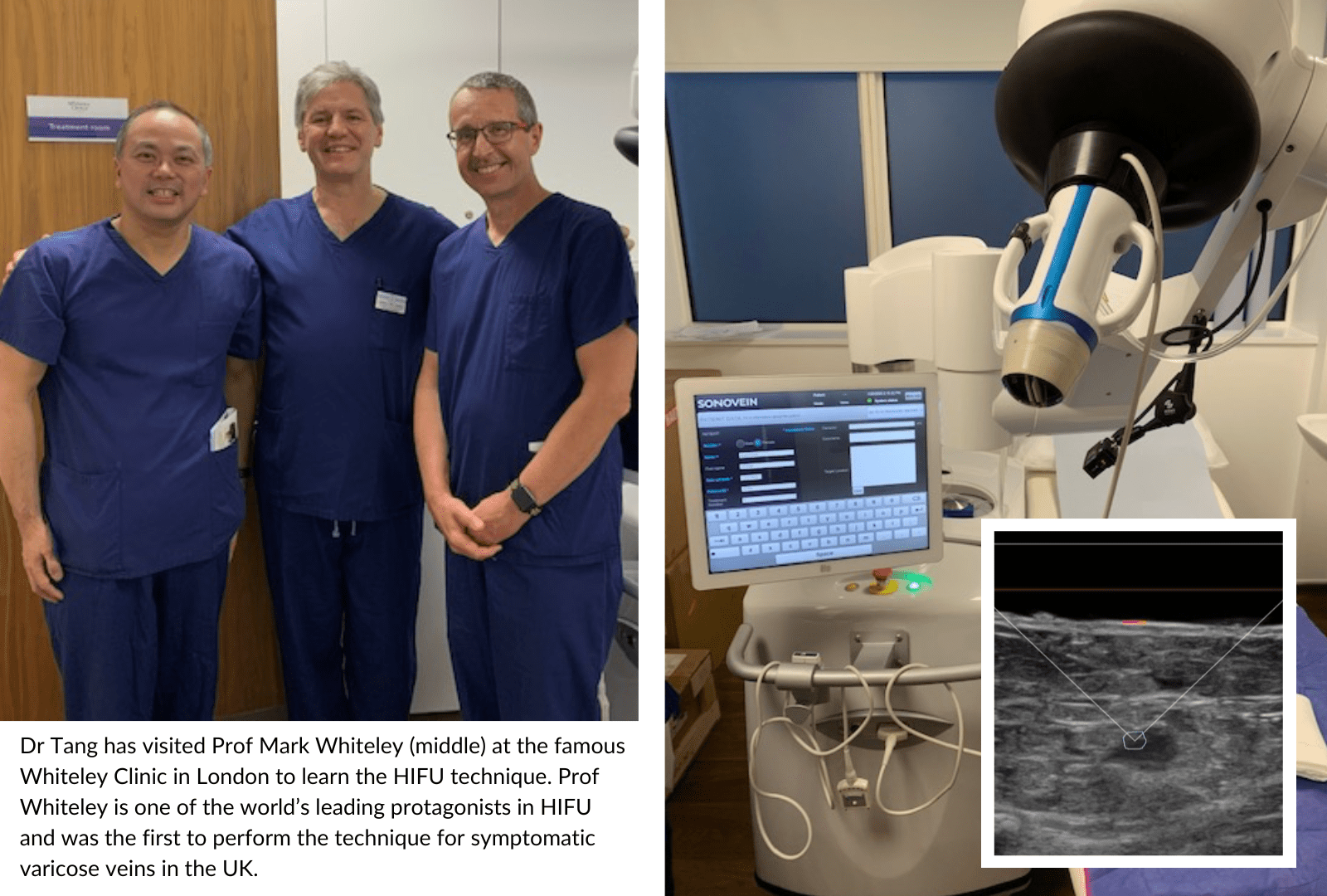Dr Tang Tjun Yip with Professor Mark Whiteley, High Intensity Focused Ultrasound